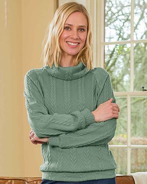 Ladies Green Cowl Neck Jumper